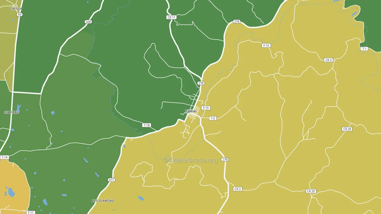 Zaleski, OH Map of Vandalism Rates