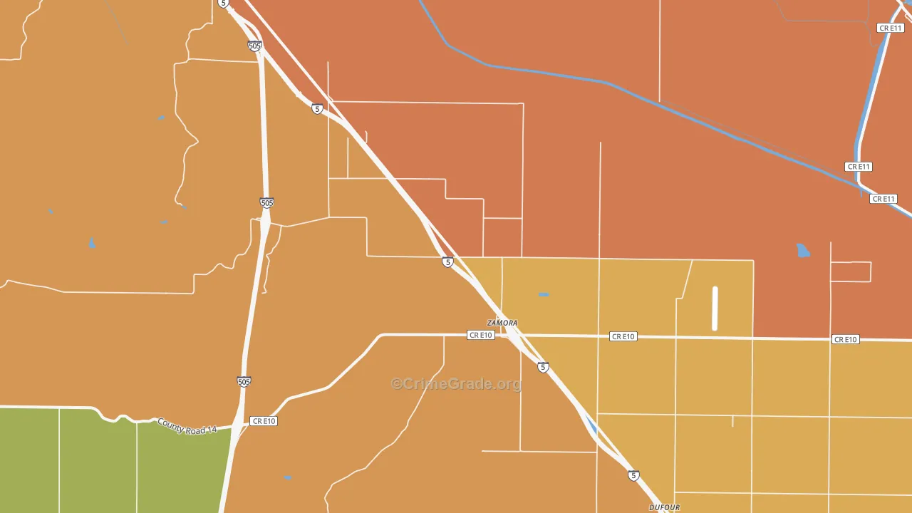 Zamora, CA Map of Vandalism Rates