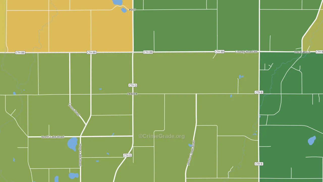 Zander, WI Map of Vandalism Rates