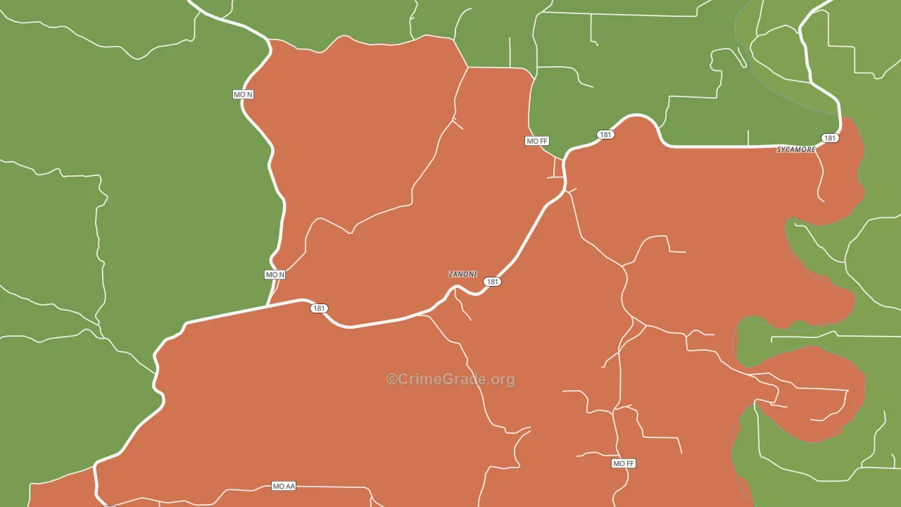 Zanoni, MO Map of Vandalism Rates