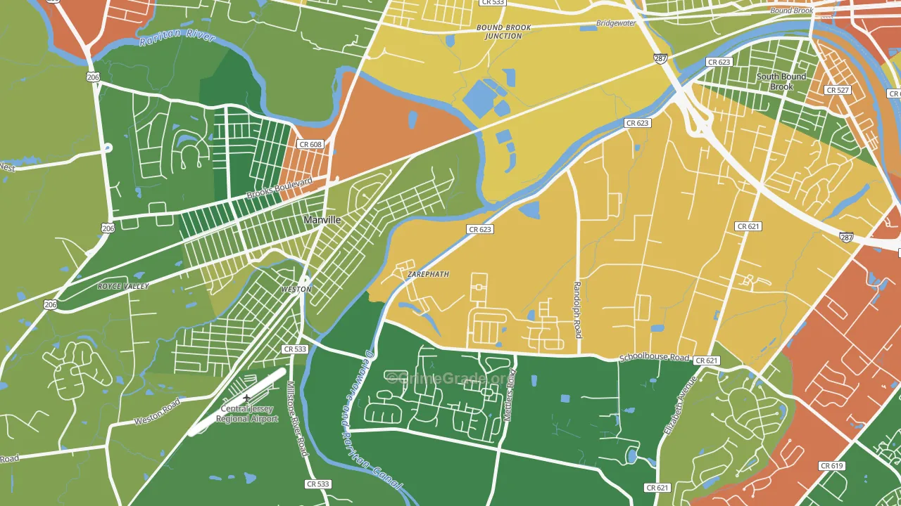 Zarephath, NJ Map of Vandalism Rates