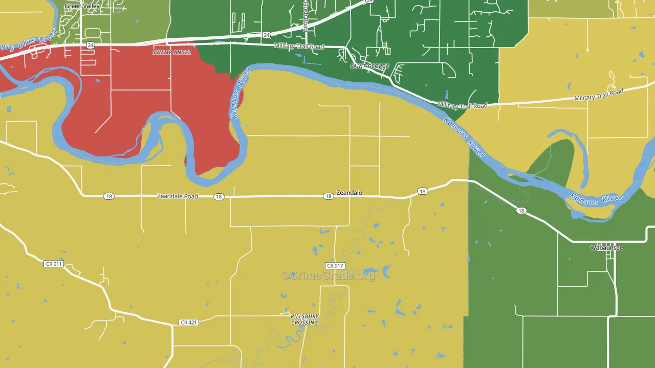 Zeandale, KS Map of Vandalism Rates