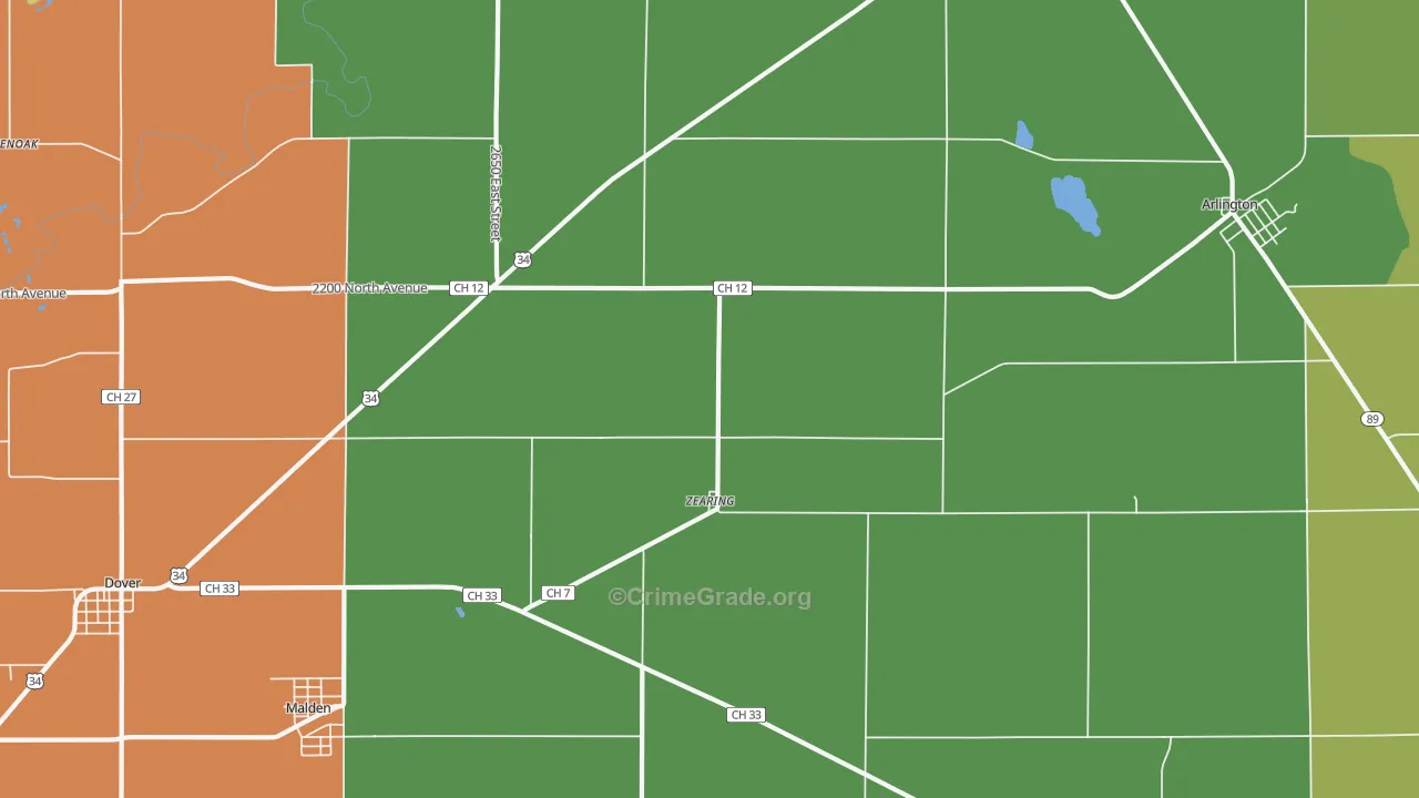 Zearing, IL Map of Vandalism Rates