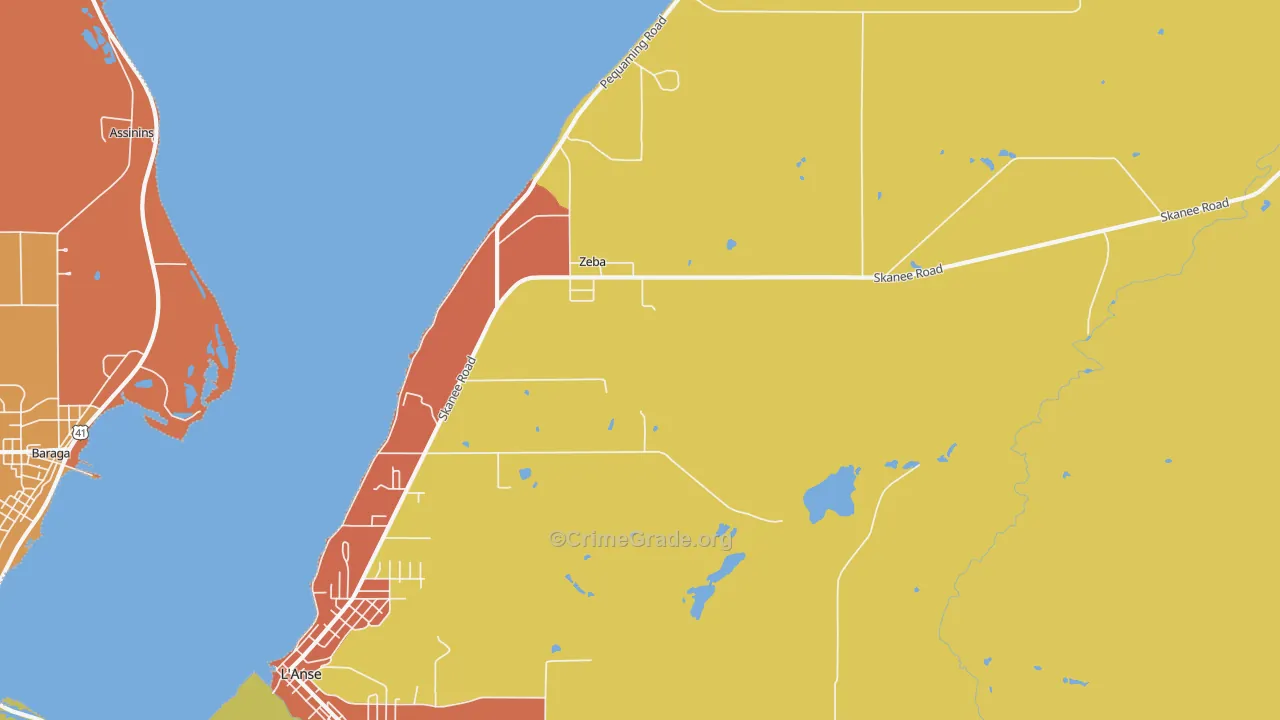 Zeba, MI Map of Vandalism Rates