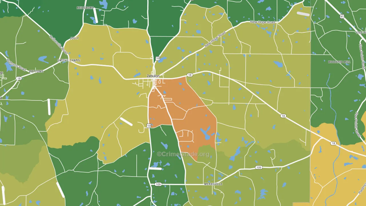 Zebulon, GA Map of Vandalism Rates
