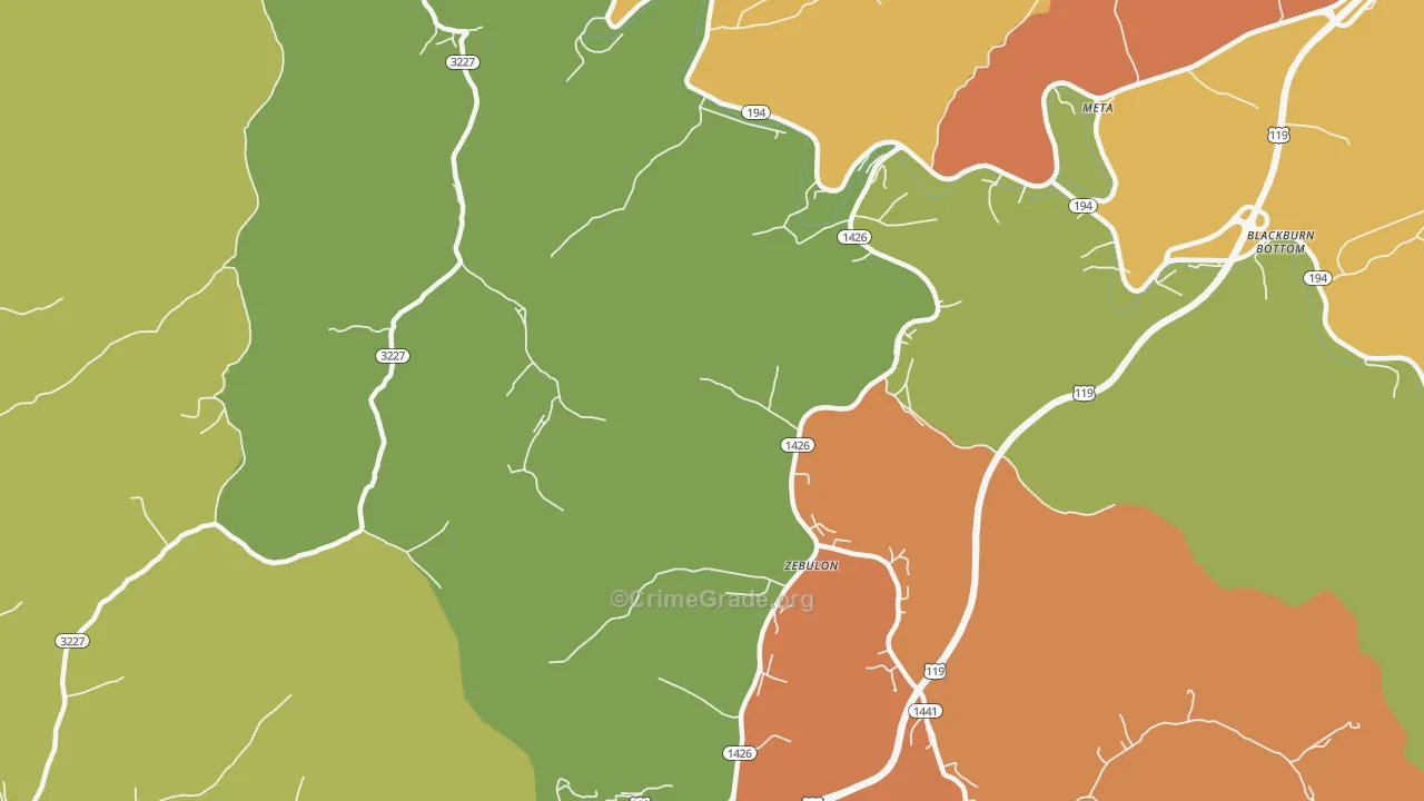 Zebulon, KY Map of Vandalism Rates