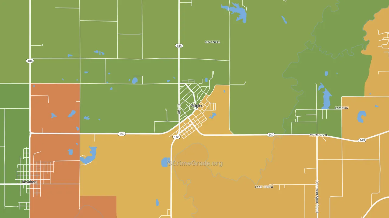 Zeigler, IL Map of Vandalism Rates