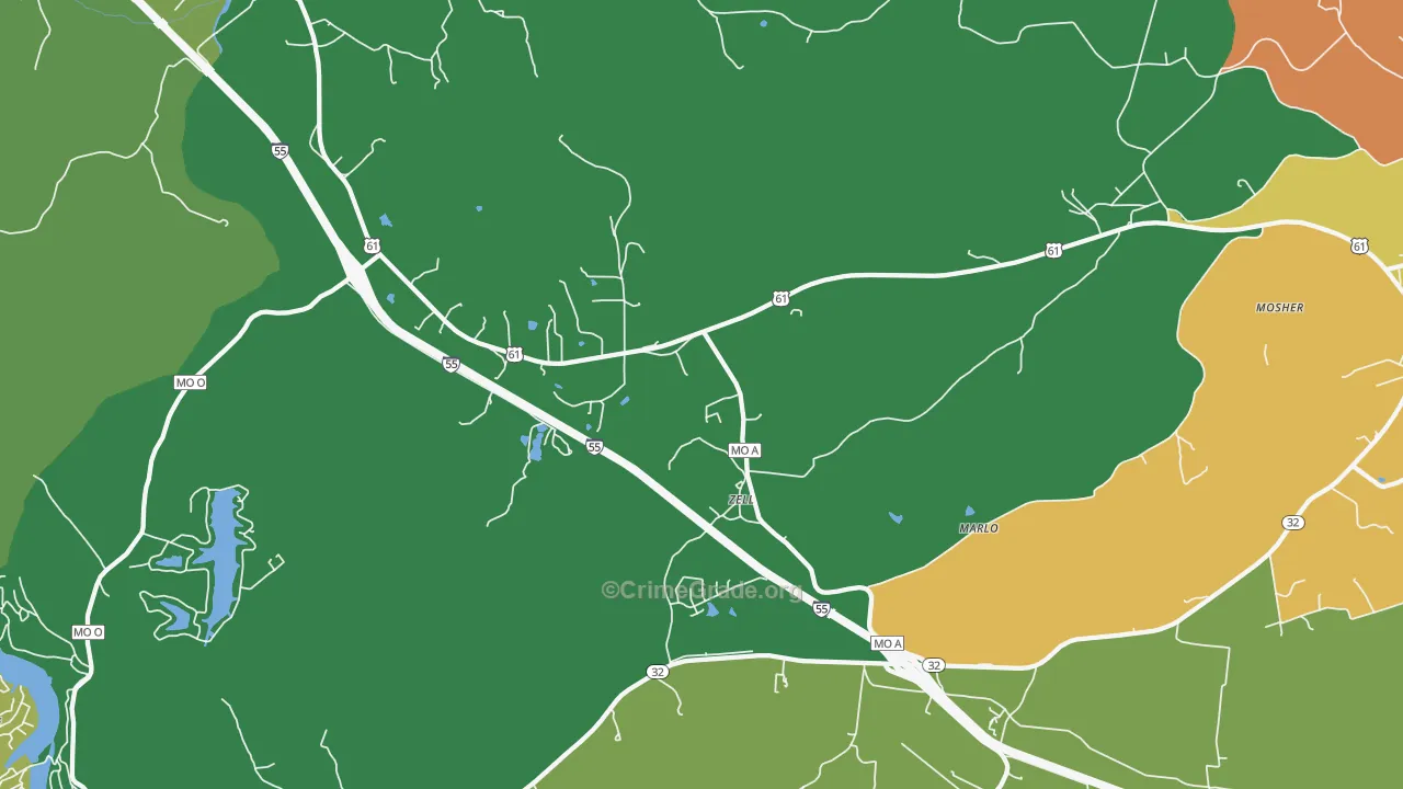 Zell, MO Map of Vandalism Rates