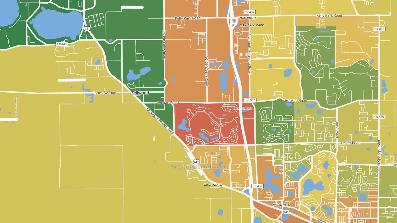 Zellwood, FL Map of Vandalism Rates