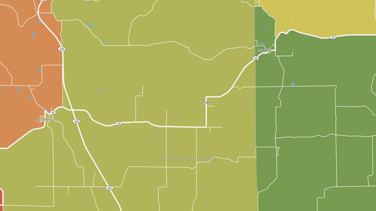 Zelma, IN Map of Vandalism Rates