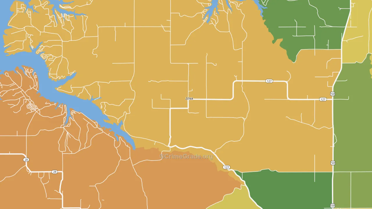 Zena, OK Map of Vandalism Rates