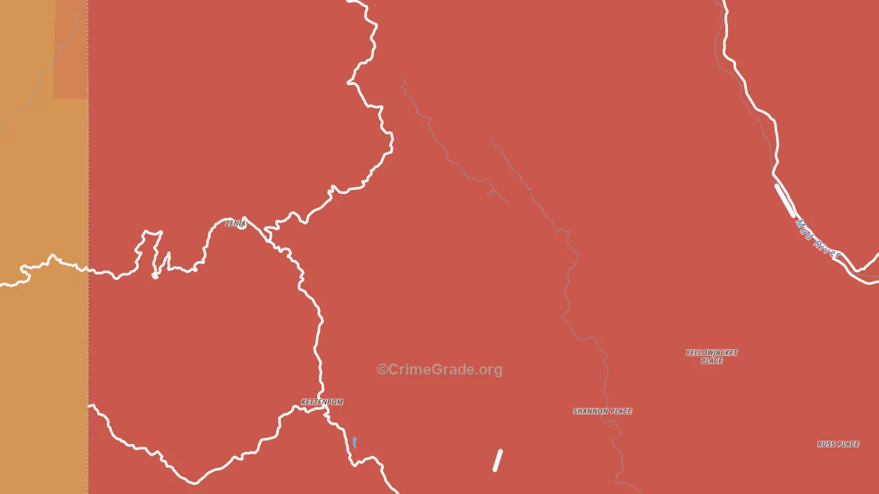 Zenia, CA Map of Vandalism Rates