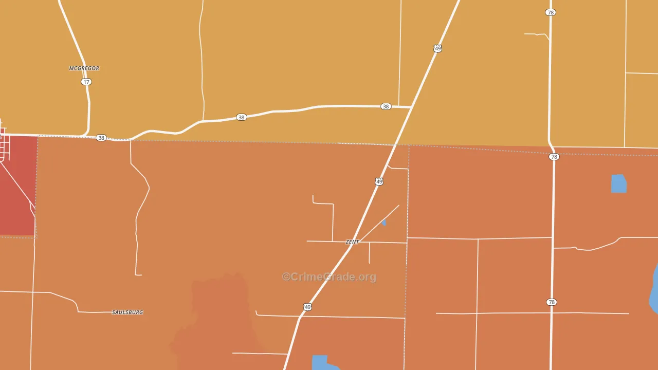Zent, AR Map of Vandalism Rates