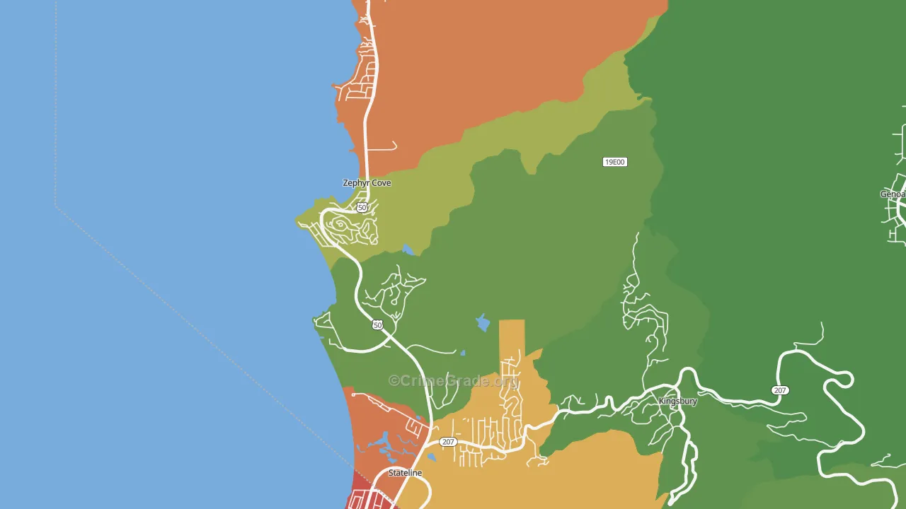 Zephyr Cove, NV Map of Vandalism Rates