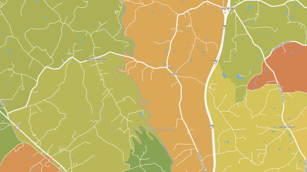 Zephyr, NC Map of Vandalism Rates