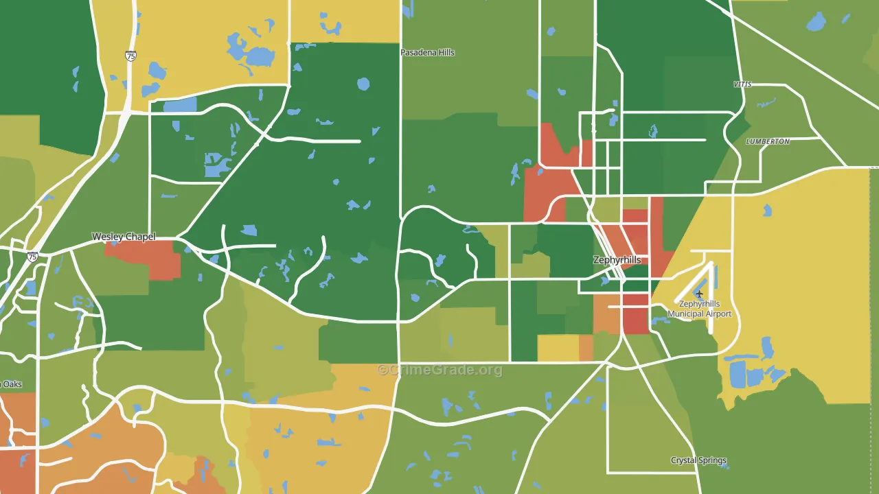 Zephyrhills, FL Map of Vandalism Rates