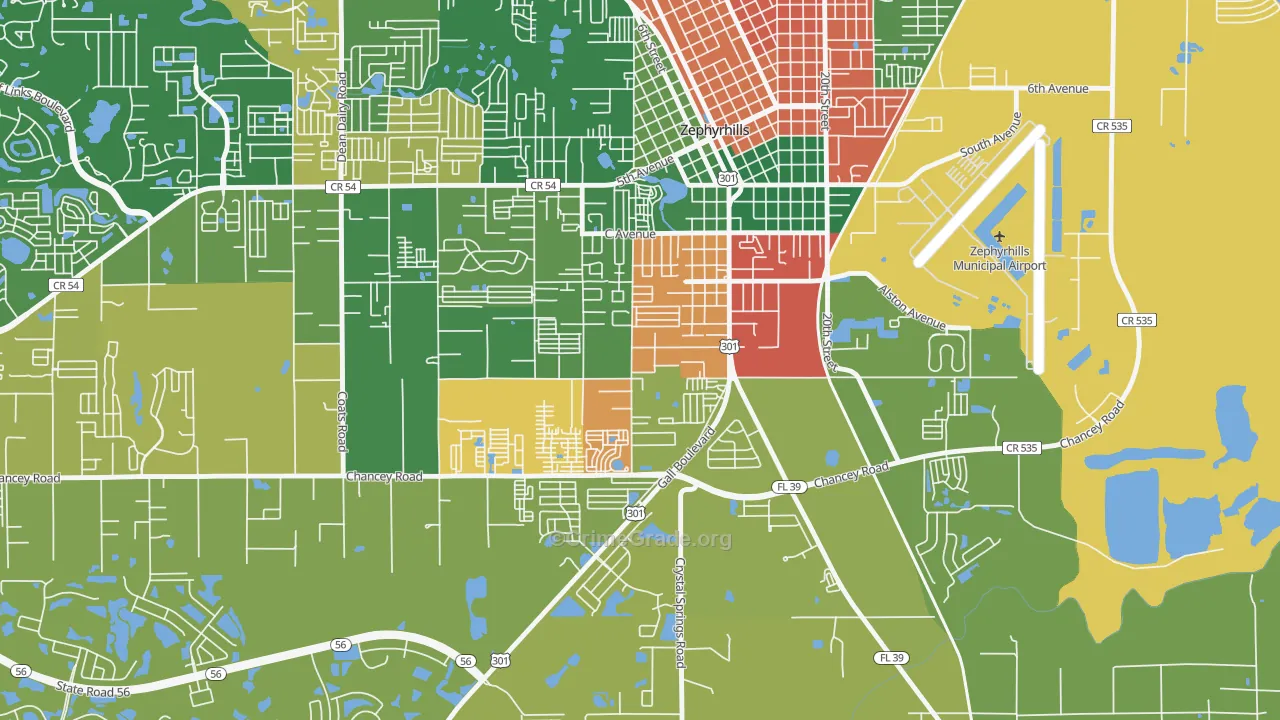 Zephyrhills South, FL Map of Vandalism Rates