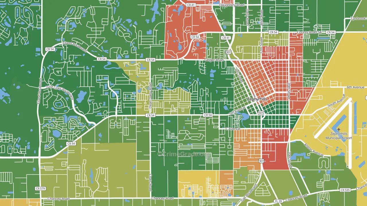 Zephyrhills West, FL Map of Vandalism Rates