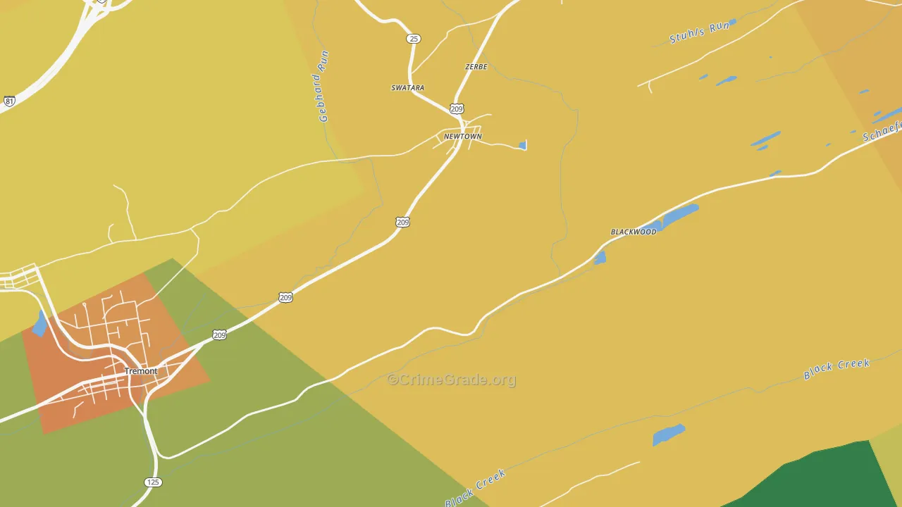 Zerbe, PA Map of Vandalism Rates