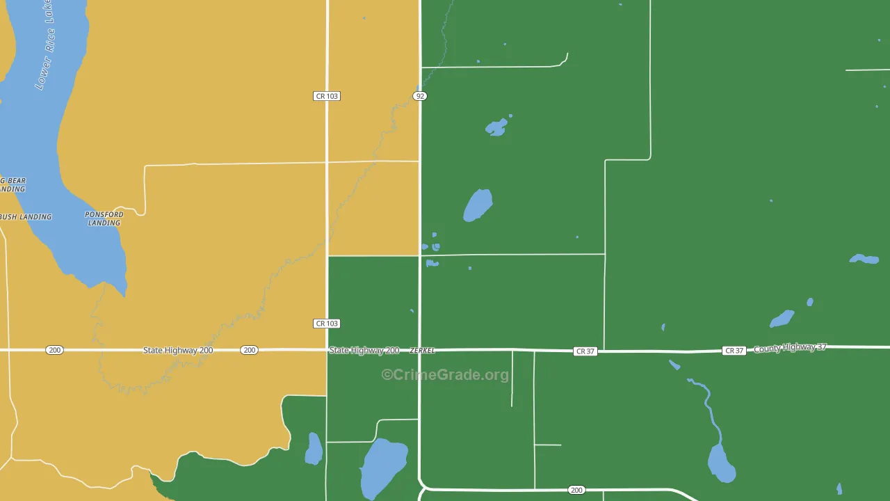Zerkel, MN Map of Vandalism Rates