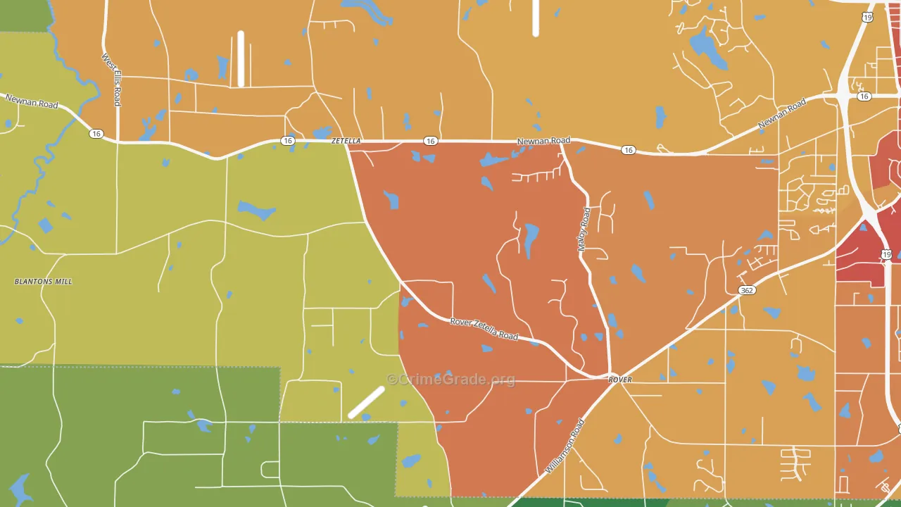 Zetella, GA Map of Vandalism Rates