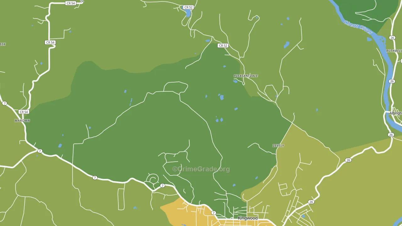 Zevely, WV Map of Vandalism Rates