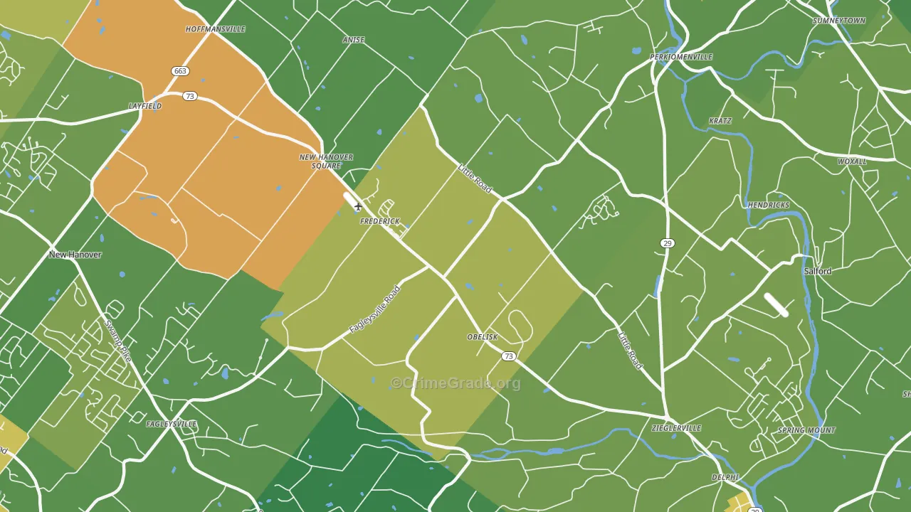Zieglerville, PA Map of Vandalism Rates
