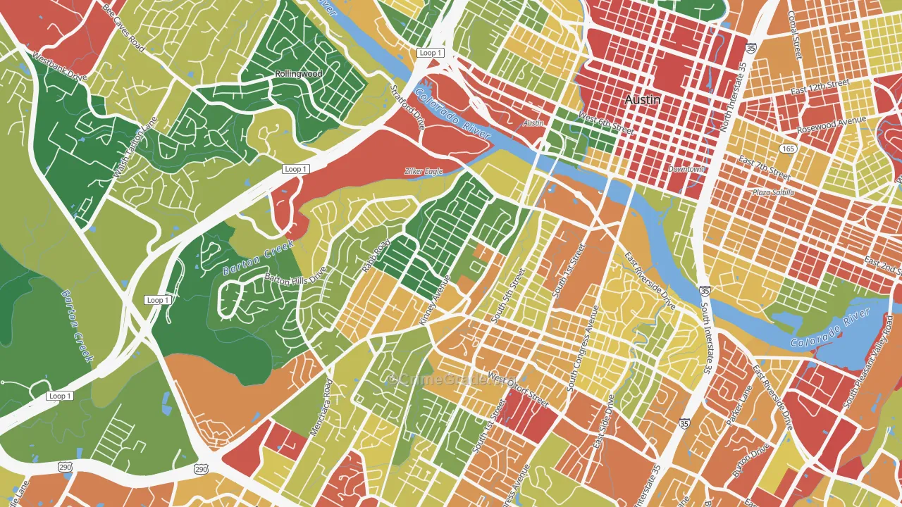 Zilker, Austin, TX Map of Vandalism Rates