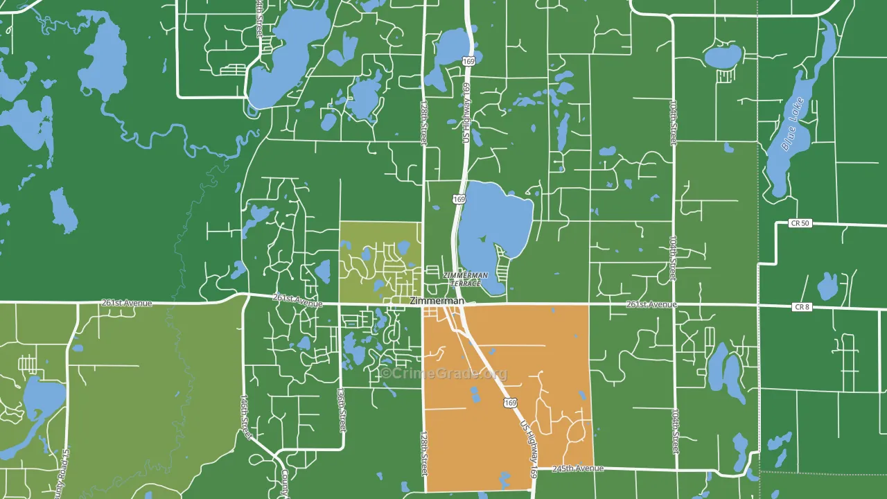 Zimmerman, MN Map of Vandalism Rates