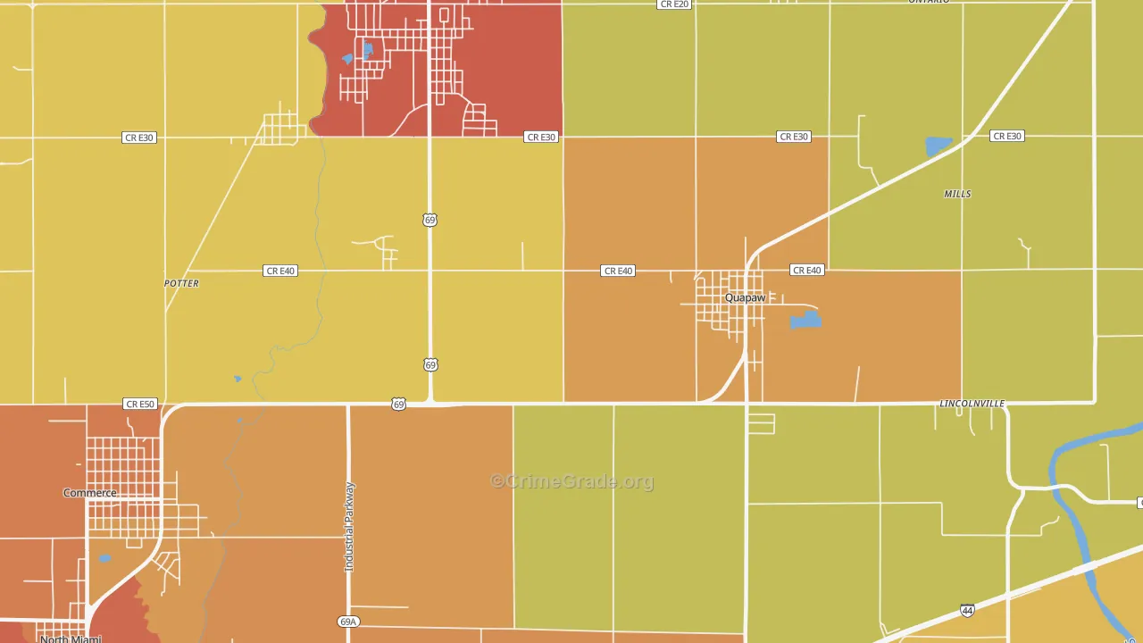 Zincville, OK Map of Vandalism Rates