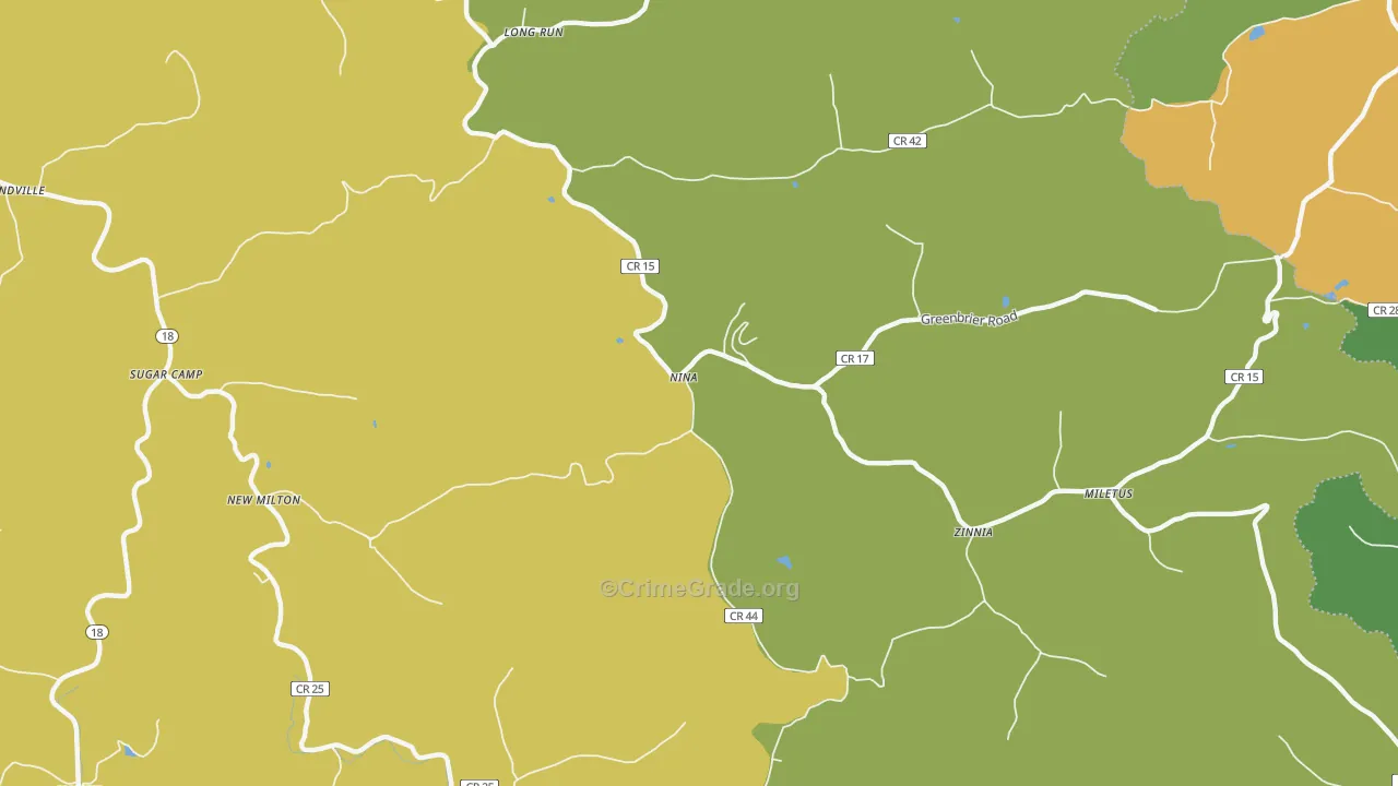 Zinnia, WV Map of Vandalism Rates