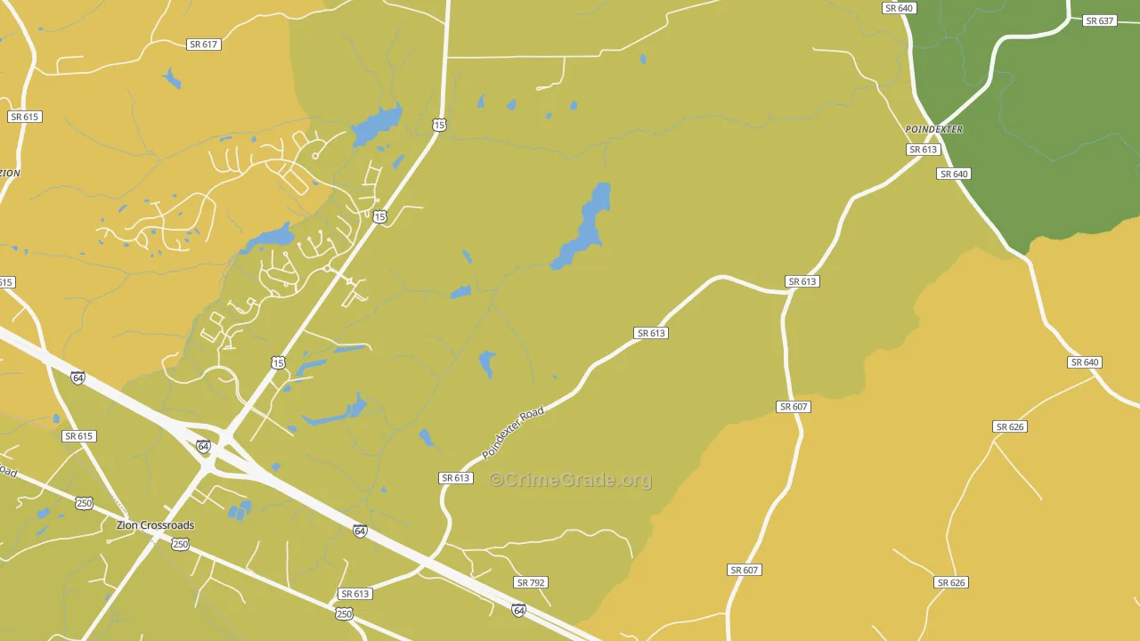 Zion Crossroads, VA Map of Vandalism Rates