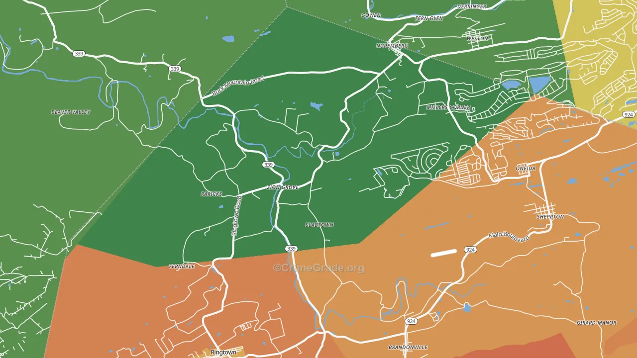 Zion Grove, PA Map of Vandalism Rates