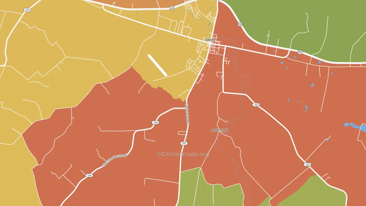 Zion, KY Map of Vandalism Rates