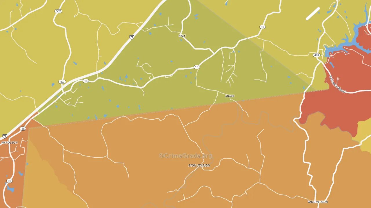 Zion Station, KY Map of Vandalism Rates