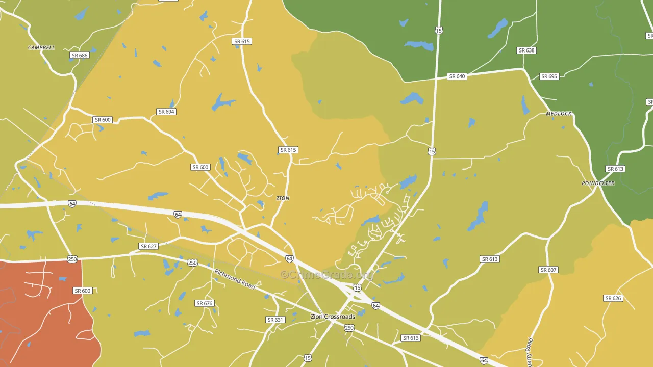 Zion, VA Map of Vandalism Rates