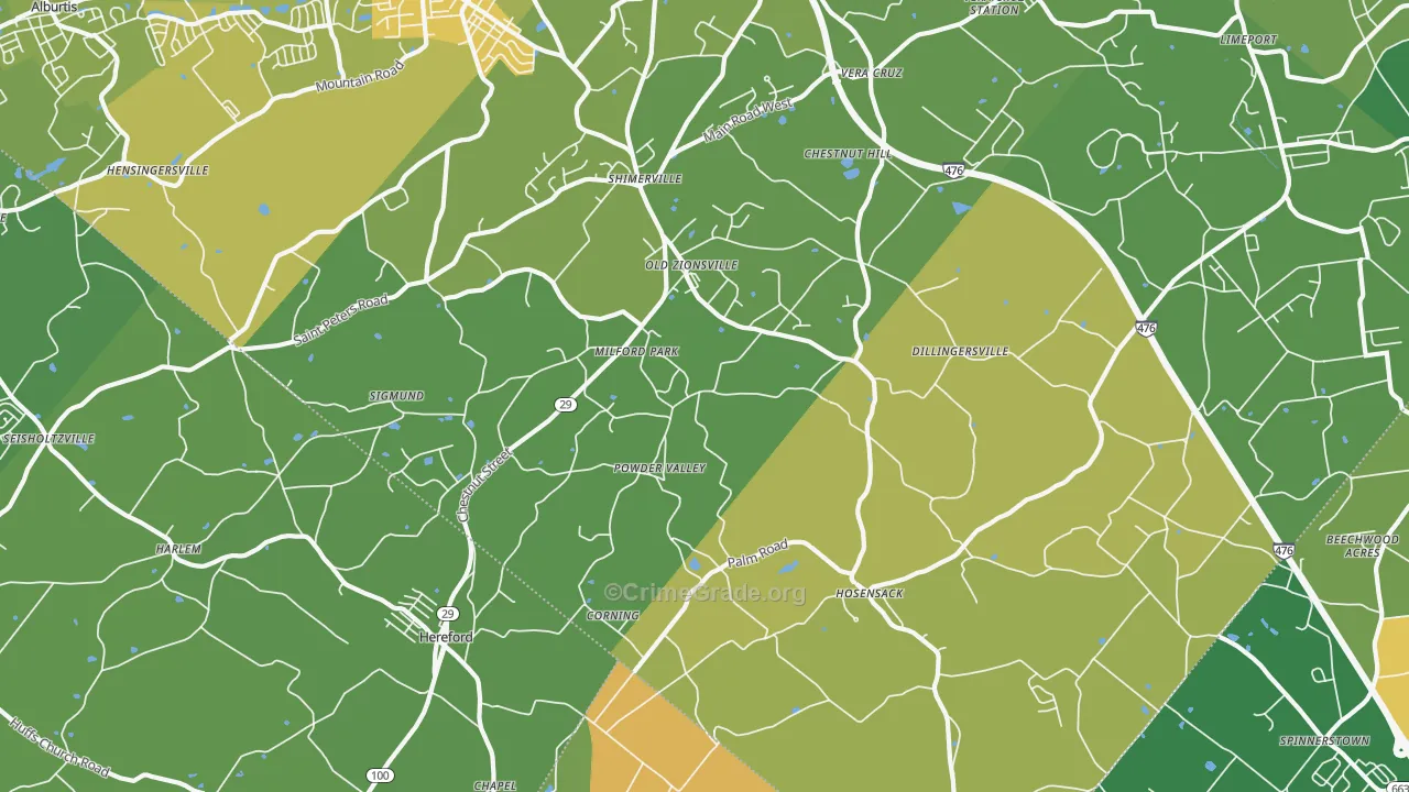 Zionsville, PA Map of Vandalism Rates