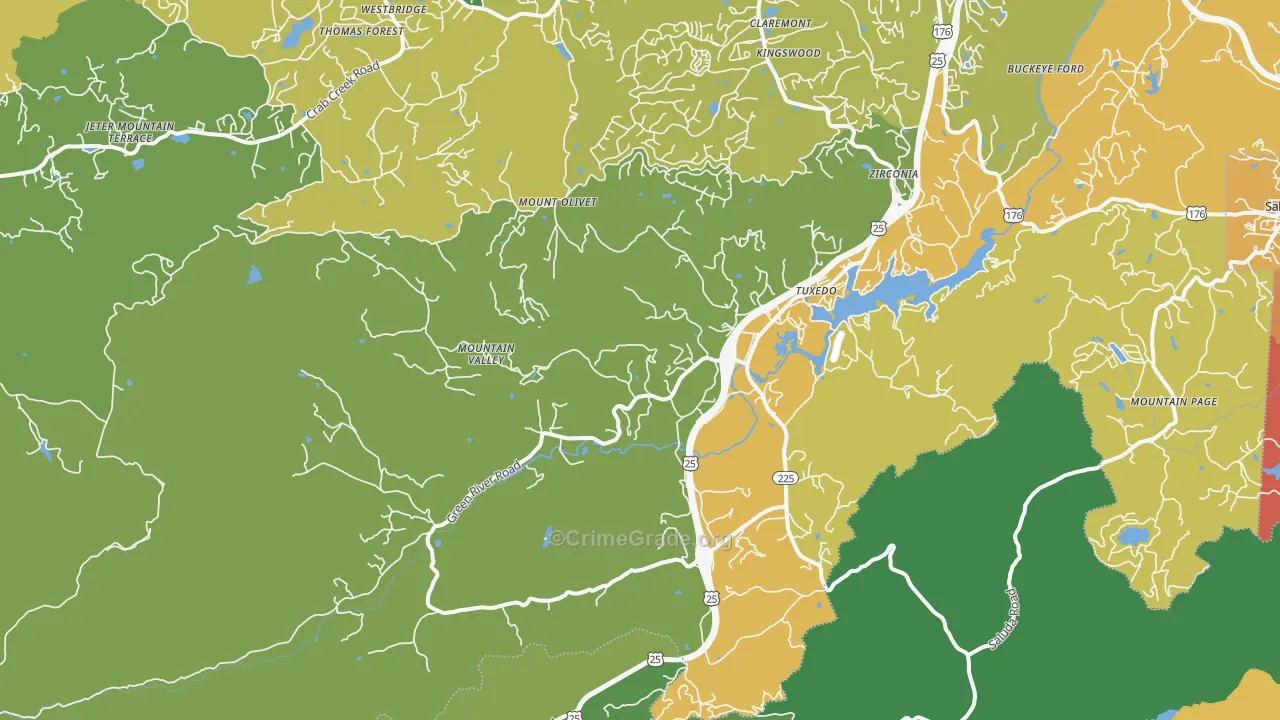 Zirconia, NC Map of Vandalism Rates