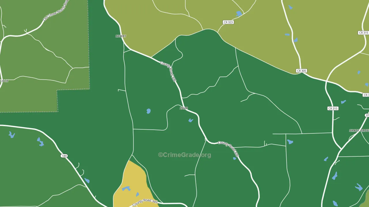 Zoar, AL Map of Vandalism Rates