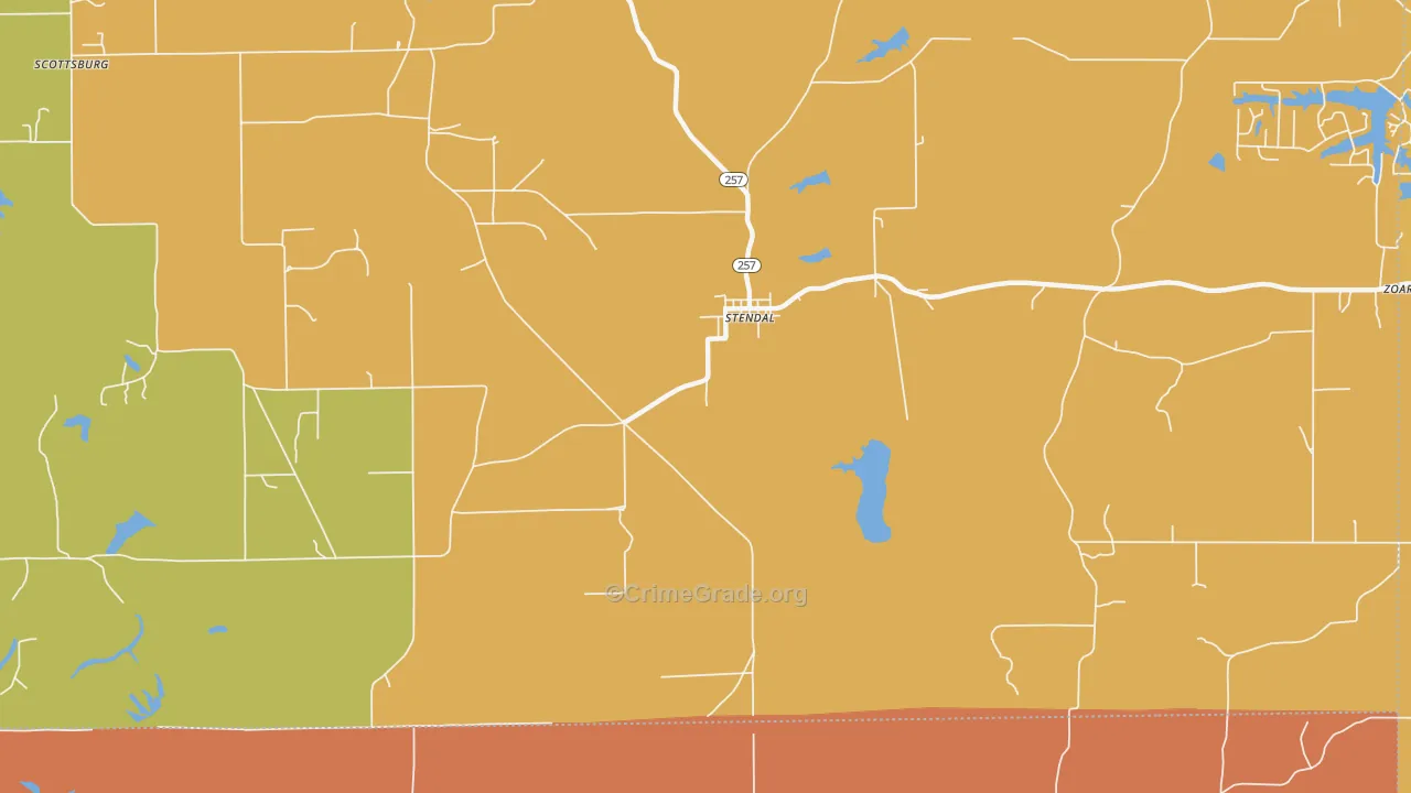Zoar, IN Map of Vandalism Rates