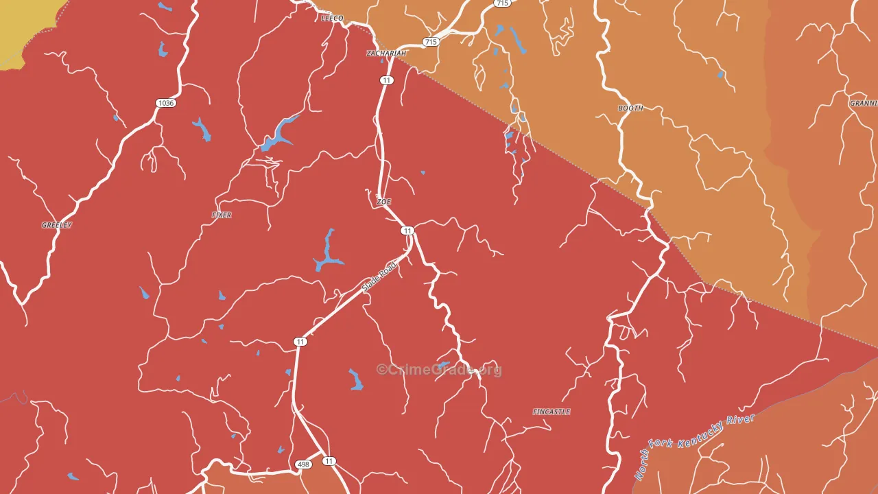 Zoe, KY Map of Vandalism Rates