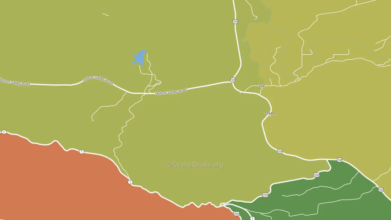 Zoe, OK Map of Vandalism Rates