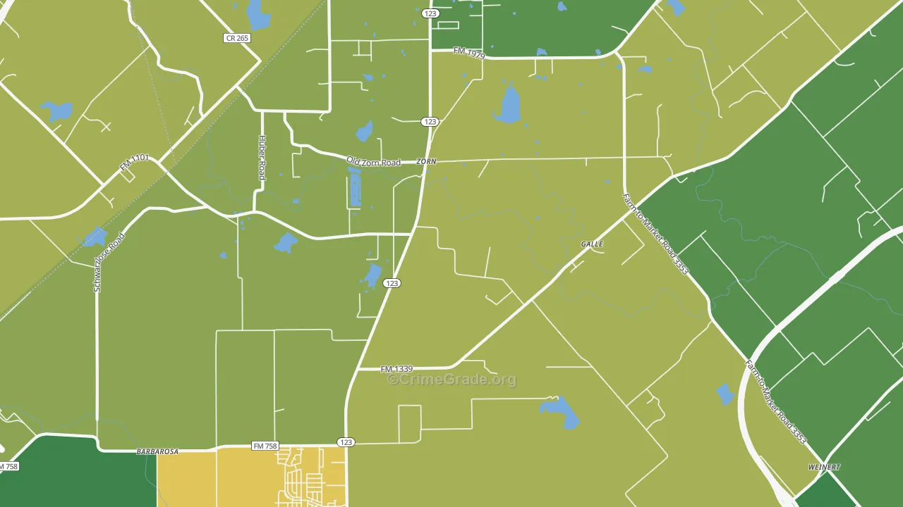 Zorn, TX Map of Vandalism Rates