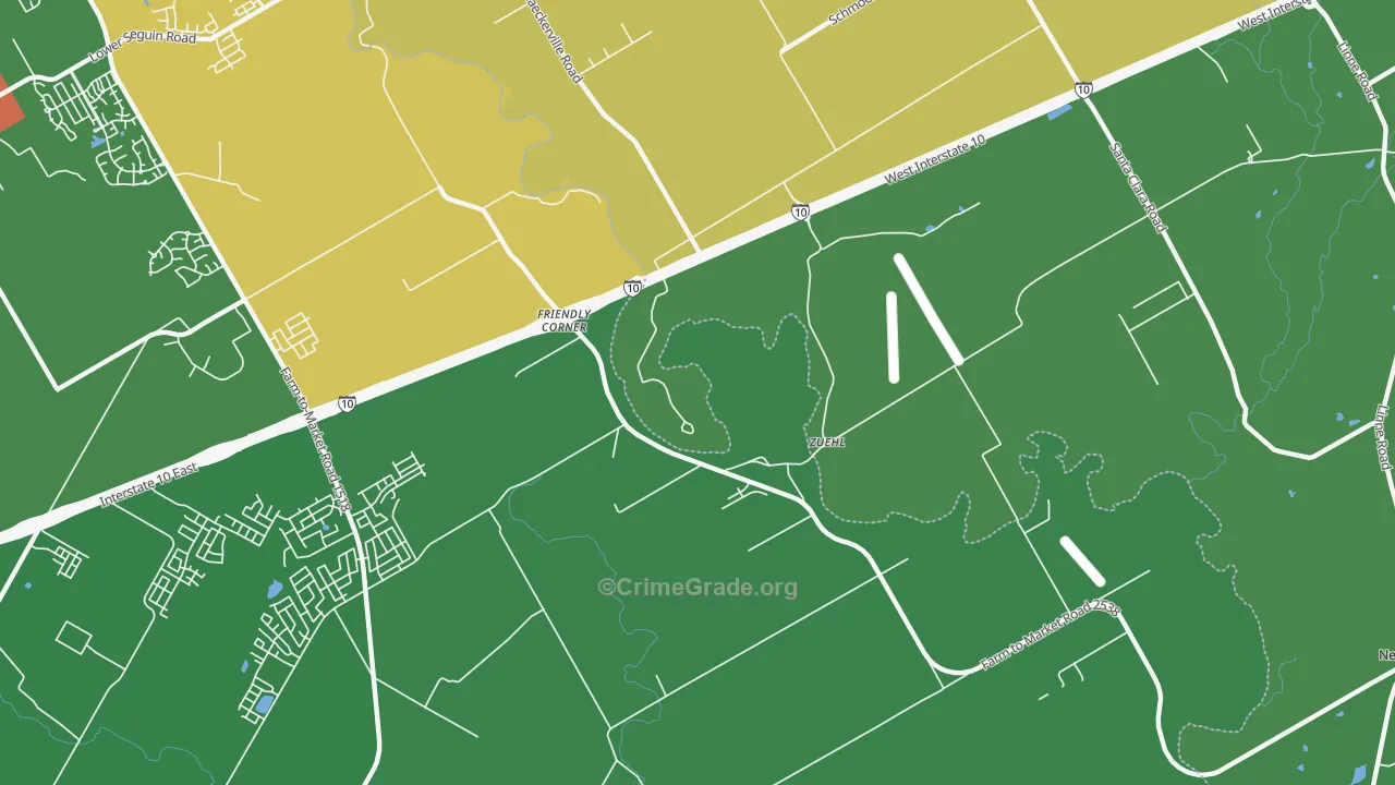 Zuehl, TX Map of Vandalism Rates