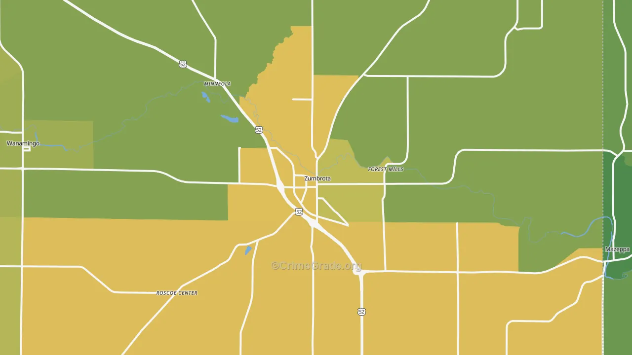 Zumbrota, MN Map of Vandalism Rates