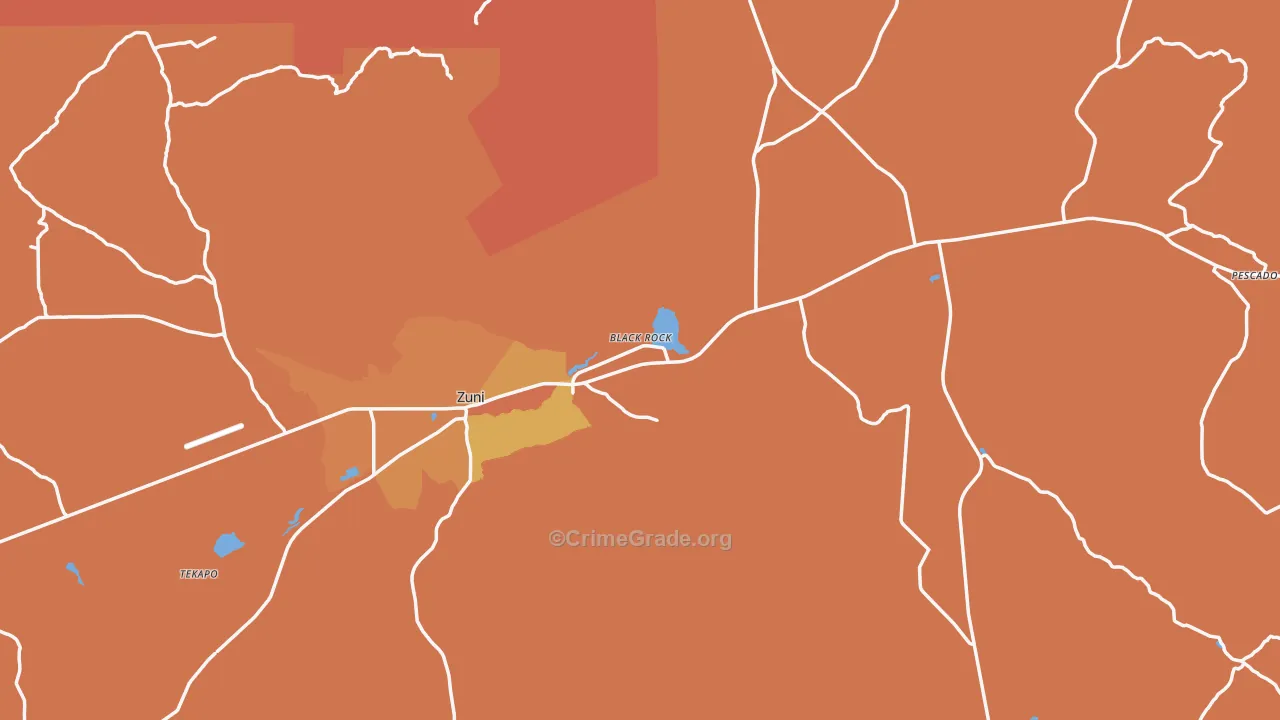 Zuni, NM Map of Vandalism Rates