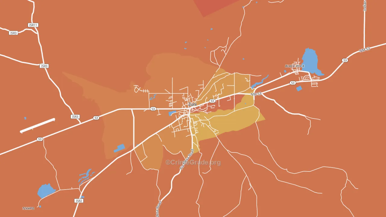 Zuni Pueblo, NM Map of Vandalism Rates