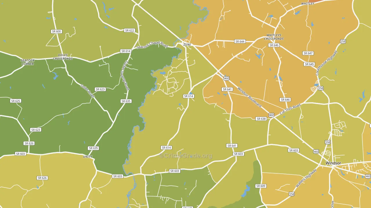 Zuni, VA Map of Vandalism Rates