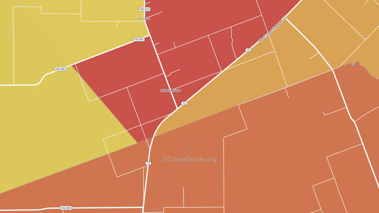 Zunkerville, TX Map of Vandalism Rates