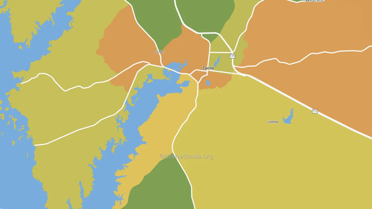 Zwolle, LA Map of Vandalism Rates